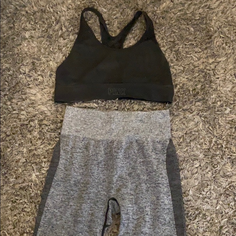 VS Pink Seamless Contour Leggings Bra Set